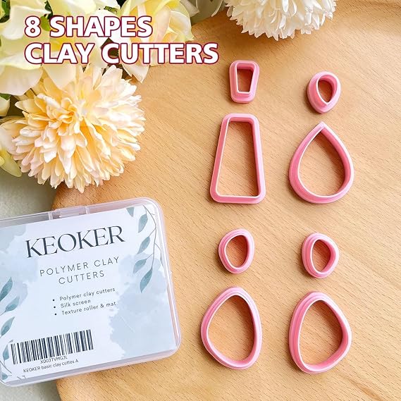 Keoker Polymer Clay Cutters, Clay Cutters for Polymer Clay Jewelry, Basic Polymer Clay Cutters, Clay Earrings Cutters.