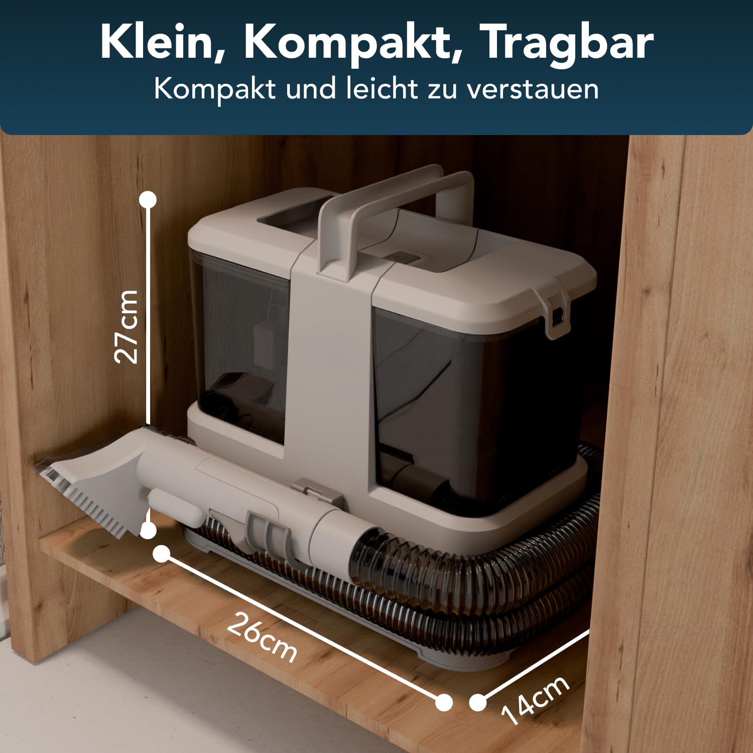 Media Evolution Polsterreiniger Gerät und Nassauger – Kompakter Teppichreiniger und Textilreiniger – Waschsauger für Teppich, Polster Autositze & Sofa