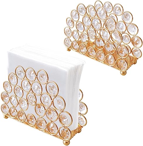 Miniatura 7 de XB'ANG Servilleteros para mesa, juego de 2, servilleteros de cuentas de cristal para servilletas de papel, dispensador moderno de pañuelos para