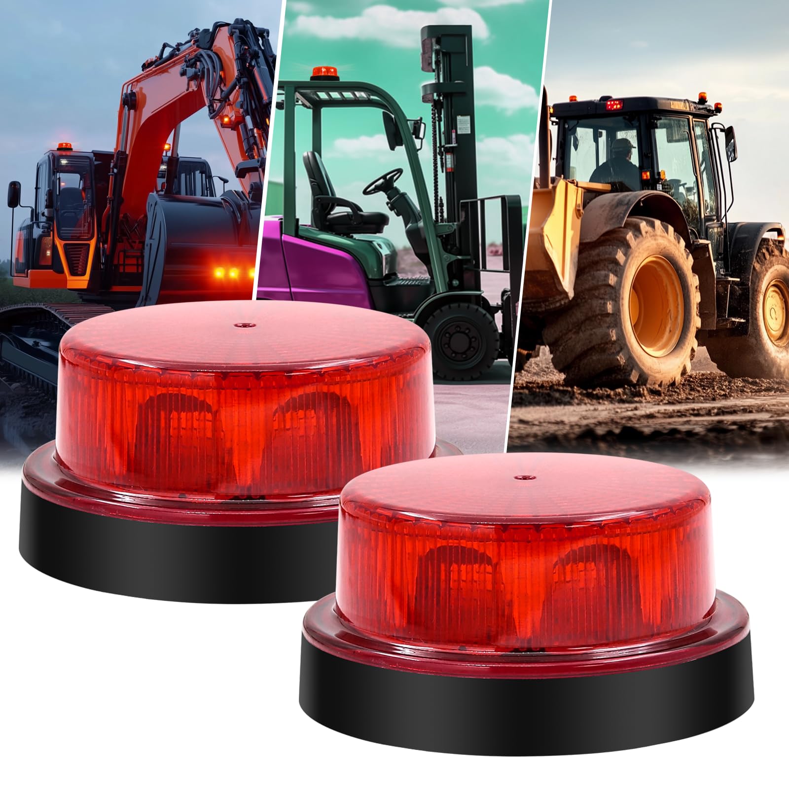 Mini Gyrophare d'avertissement LED Rouge, 12V 24V LED Clignotant Phare Lampe d'Avertissement Éclairage Ampoule Stroboscopique, 2pcs