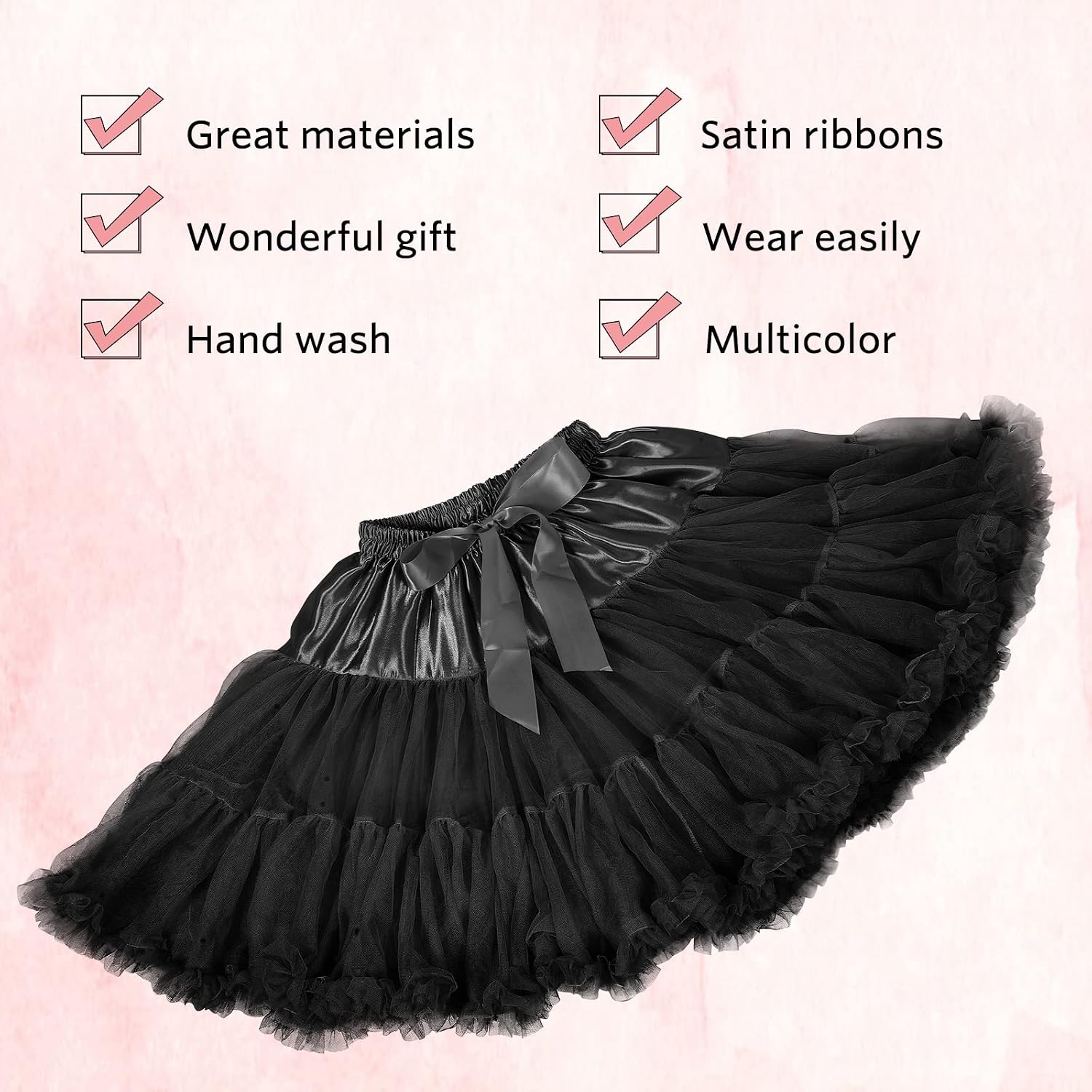 SHEJIZE Women's Tulle Skirts Petticoat Skirts Half Slips Chiffon Tulle Skirts Underskirt Pettiskirts