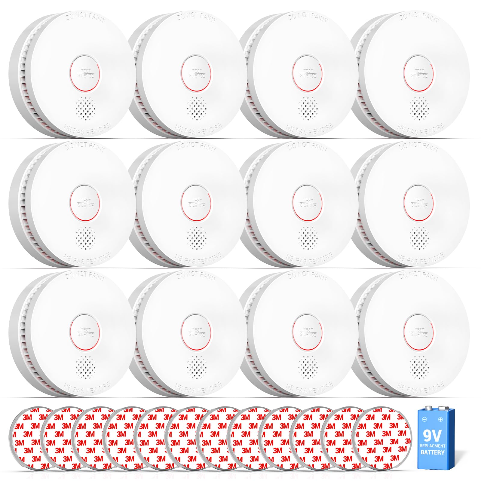 SITERWELL12 Pack Smoke Detector, 10 Year Product Life Fire Alarm