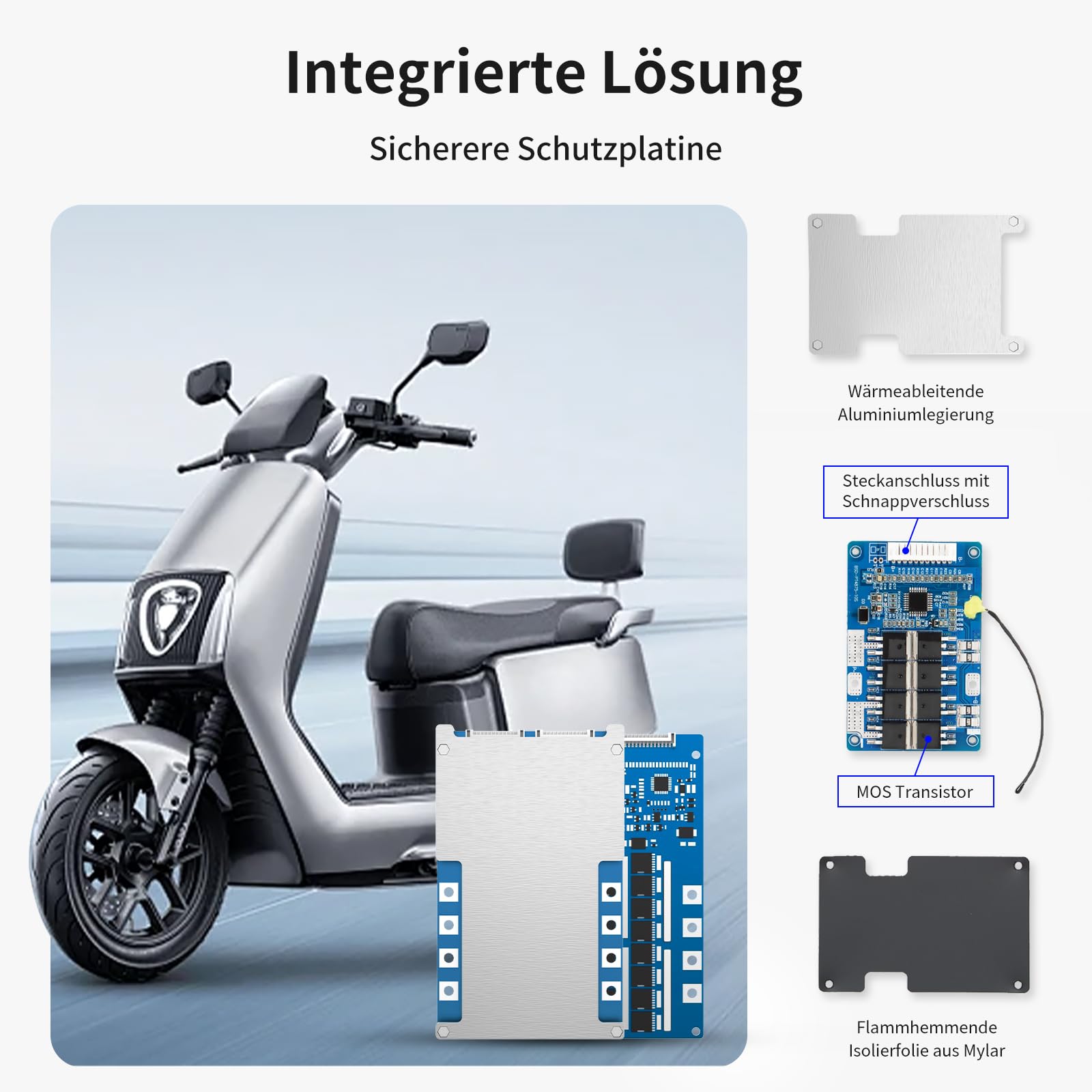 16S BMS 60V 30A Lithium PCB Schutzplatte mit Balancerleitung und NTC, gemeinsamem Anschluss Diez Schutzfunktionen, Li-Ion Batteriemanagementsystem, Li-Ion BMS