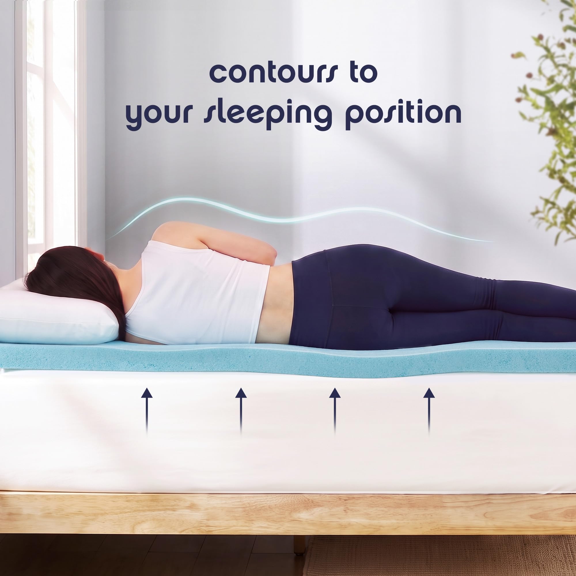Best Price Mattress Surmatelas en Mousse à mémoire de Forme en Gel ventilé 5,1 cm – Lit jumeau, Bleu