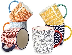 Selamica 10 oz Coffee Mugs Set of 6 with Handle, Coffee Cups Ceramic for Cappuccino Latte Cocoa Milk Tea, Dishwasher Microwave Safe, Assorted Colors