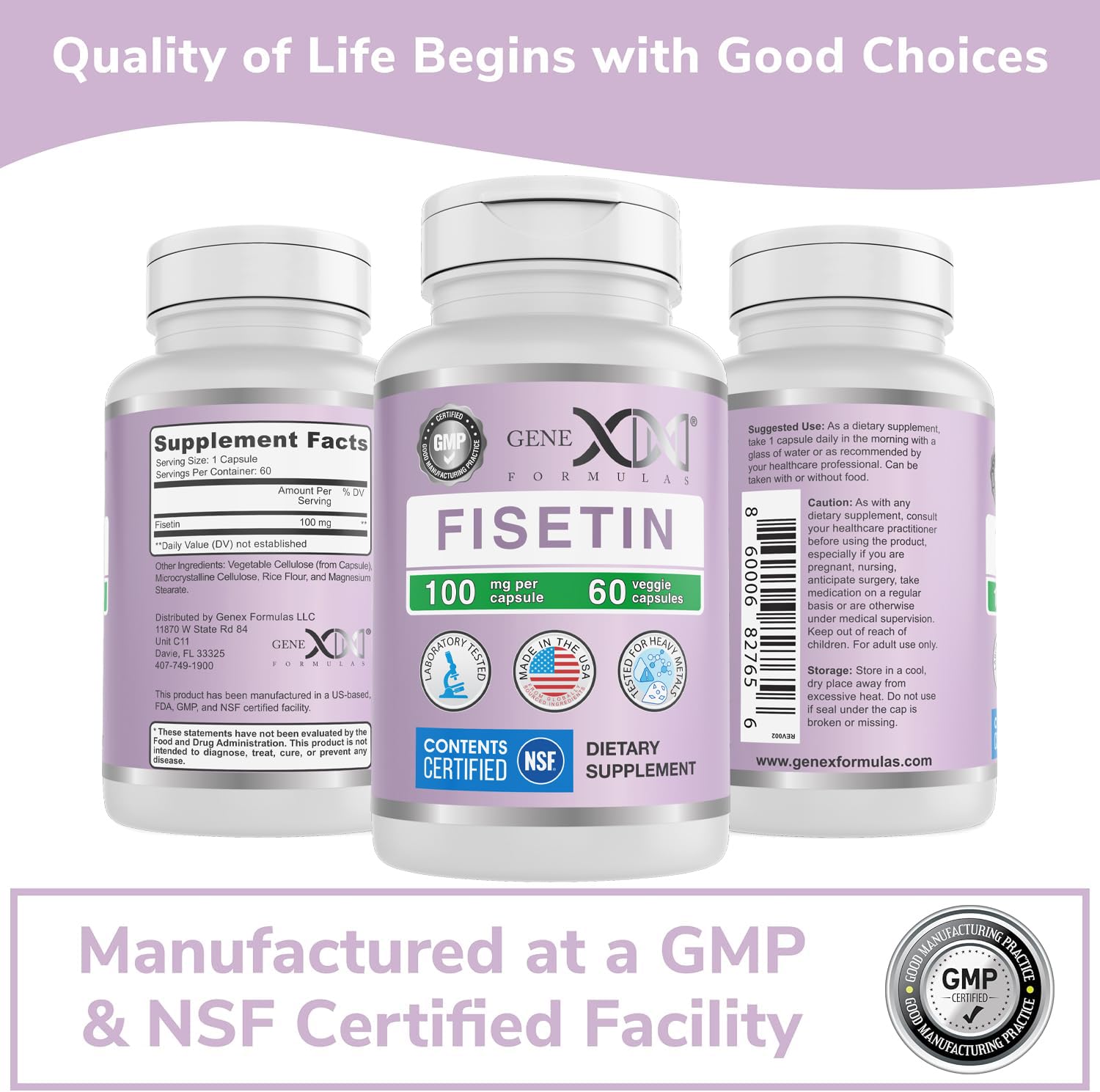 Genex Formulas Fisetin 100mg NSF Certified Supplement 60 Cap 2 Month Supply — Amazon image 7