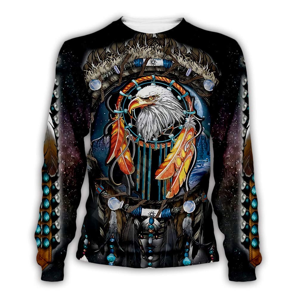 Oneforus Men's K2 And Wo 3D Print Native American Indian Sweatshirts Pullover Ethnic Totem Patterns Long Sleeves Sweatshirt Top