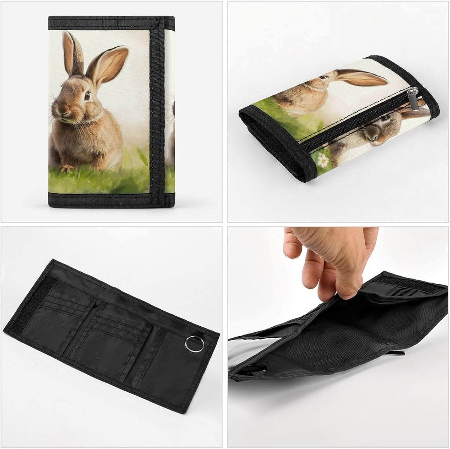 Funny Rabbits Trifold Wallets Slim Wallet Novelty Pocket Purse Multiple Card Slots Outdoor Travel Wallet Stylish Durable Wallets For Men Women