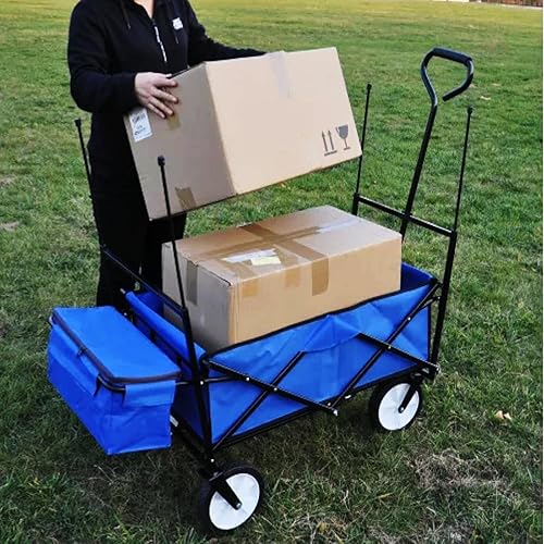 Carrito de jardín plegable extra grande con toldo extraíble carritos de utilidad plegables con ruedas y almacenamiento trasero carrito de carro para