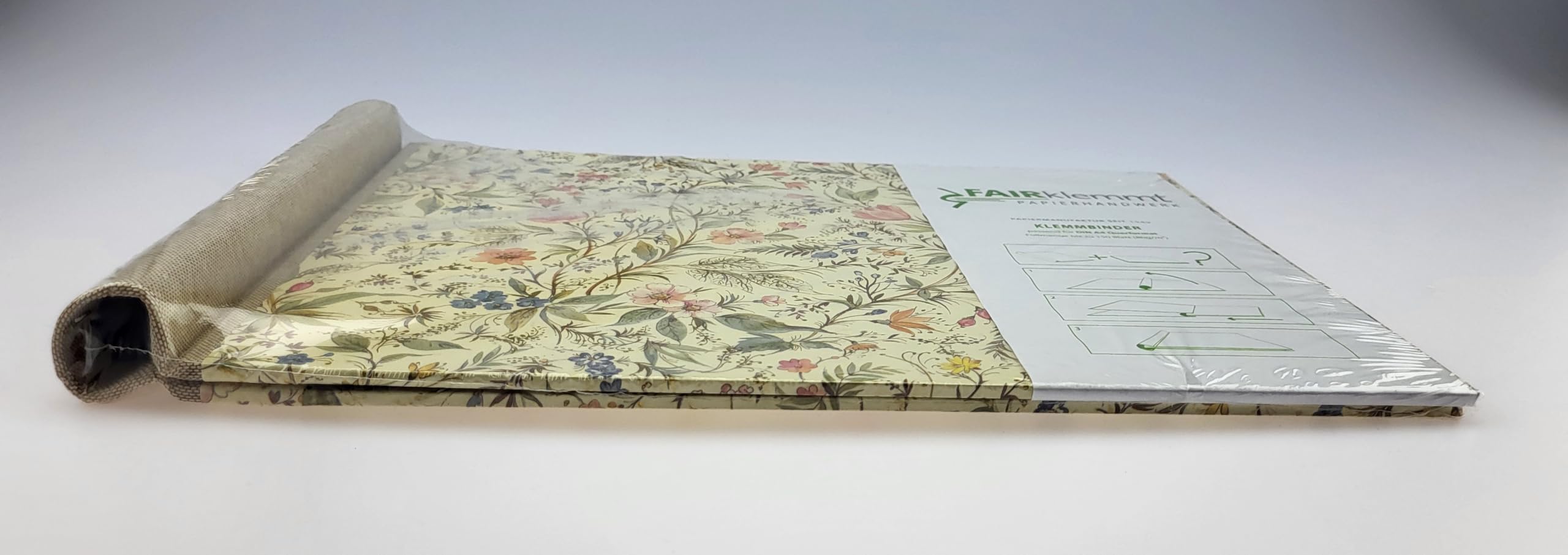 Klemmbinder Primavera Naturleinen, A4 QUER Multicolor mit Goldakzenten