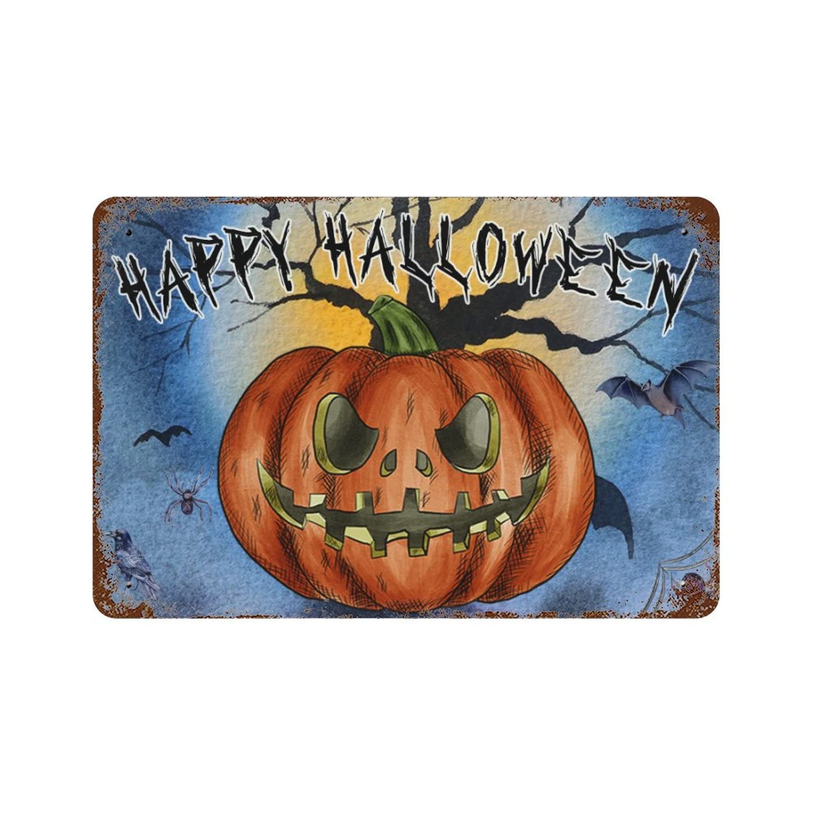 Panneau en métal Happy Halloween pour remplacer les décorations en plastique fragiles