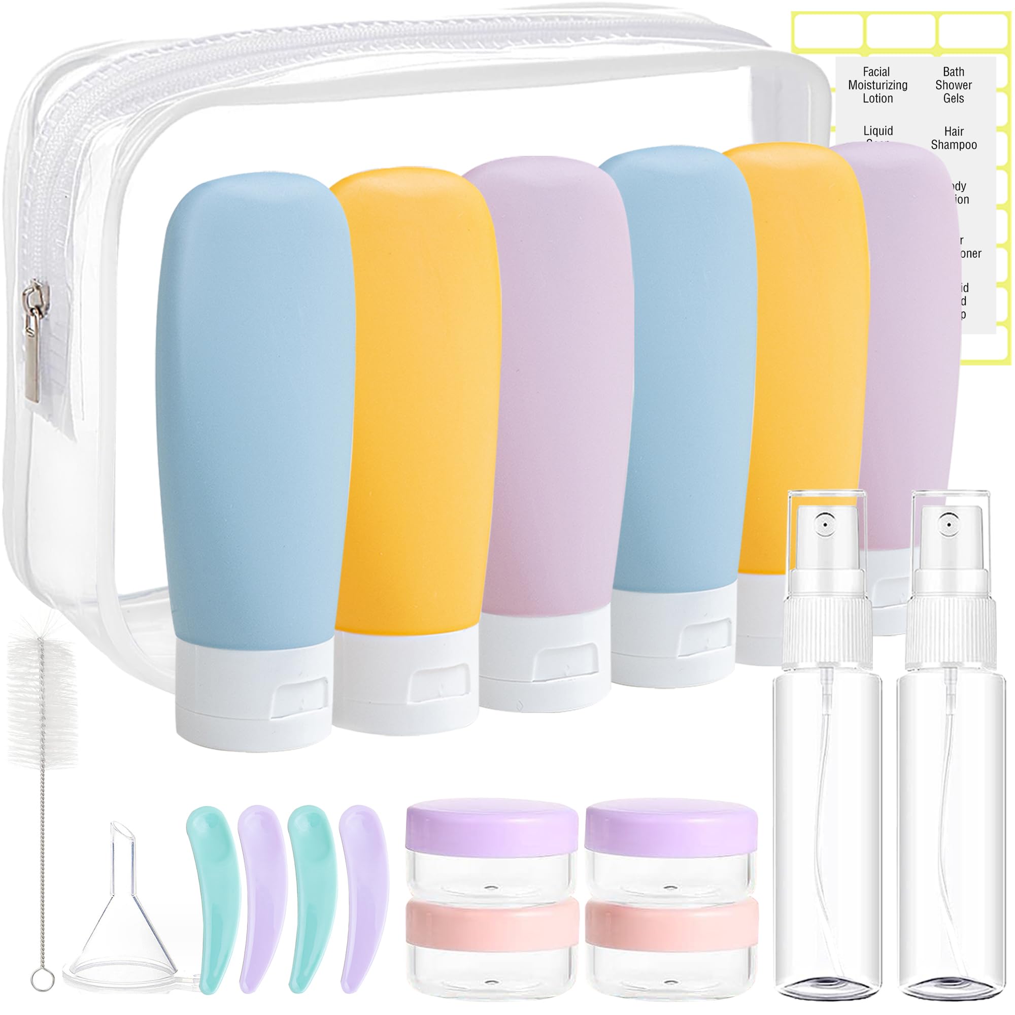 20 Pack Travel Bottles Set for Toiletries TSA Approved Leak Proof Travel Size Containers Kit Portable Refillable Travel