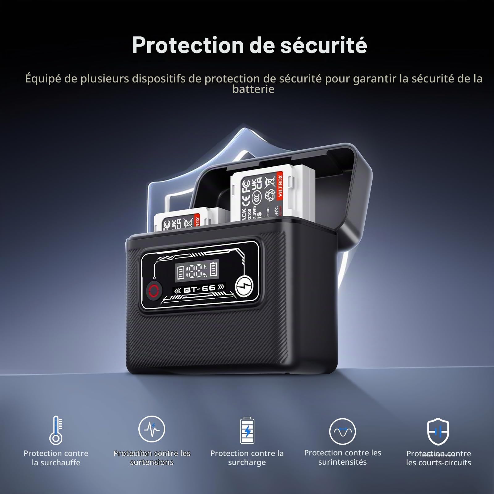 Soonpho BT-E6 Mobile Boîtier de Chargement de Batterie pour Canon LP-E6 Camera Battery Charging Case pour Canon 5D Markll 5DS 5DSR 6DMarkll 6D 7DMarkll 7D EOS60D 60DA 70D 80D 90D EOS-R EOS R5 R6