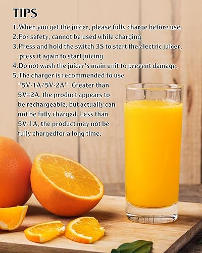 Miniatura 6 de Exprimidor eléctrico recargable Exprimidor de cítricos con USB y cepillo de limpieza, exprimidor portátil para naranja, limón, pomelo