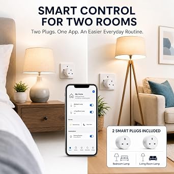 Avatar Controls WiFi Smart Plug 2 Pack, UK Socket, Alexa & Google Home | App Control, Timer & Schedule, Group Control and 2.4GHz WiFi Setup with No Hub Required for Lamps and Everyday Home Devices