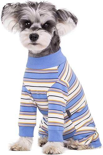 Traje de recuperación a rayas para perros, mameluco para cachorros después de la cirugía para perros machos, pijamas de manga larga para perros y