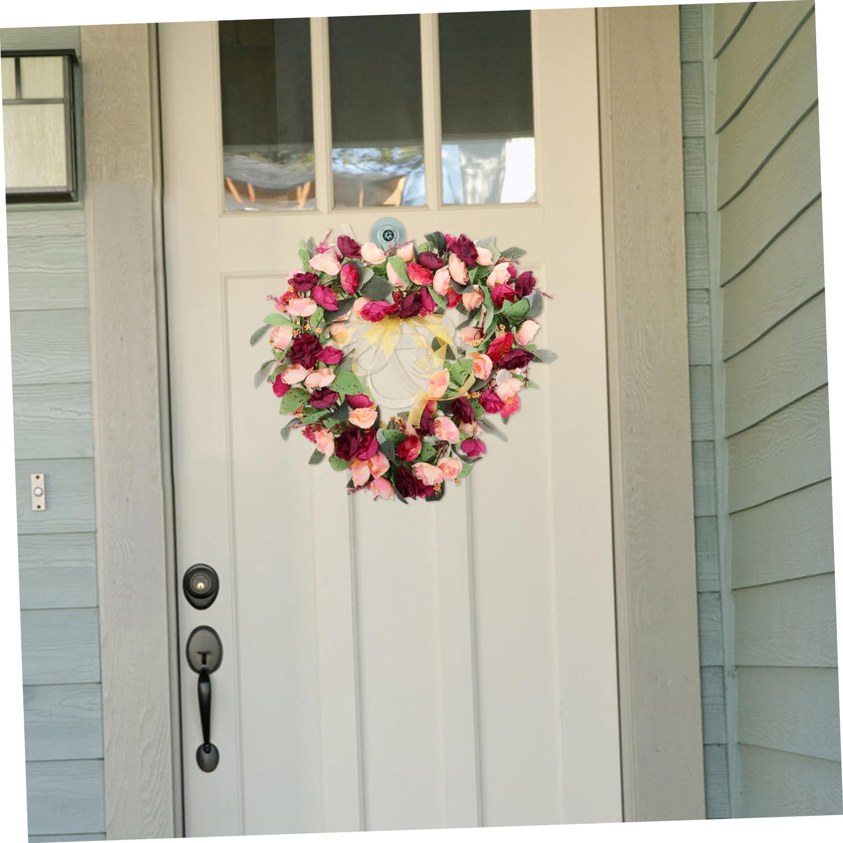 Zerodeko Guirnalda Floral en Forma de Corazón, Flores de Seda y Plástico, Reutilizable, Adecuado para Puerta Principal y Decoración de Boda Elegante