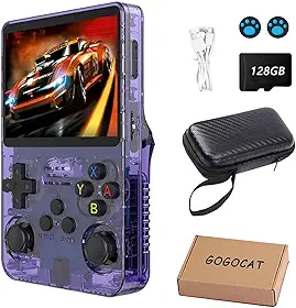Console de jogos portátil retrô R36S,128 GB,Arkos 2.0,1 GB de RAM,console de jogos integrado com mais de 39.000 jogos,brinquedo de descompressão portátil para adultos,video game portatil (Roxo