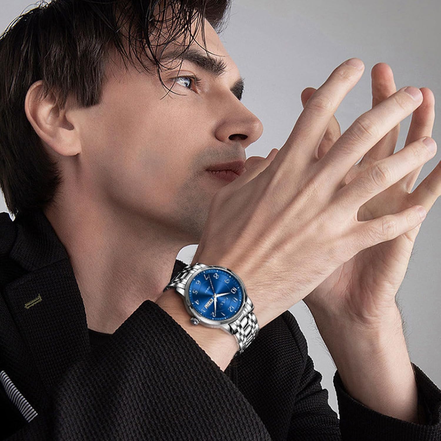 Watch Men Luxury Classic Fashion Watches for Men Large Face Stainless Steel Waterproof Mens Watches Simple Minimalist Easy Read Analog Quartz Fancy Dress Day Date Watch Relojes para Hombres - Image 2