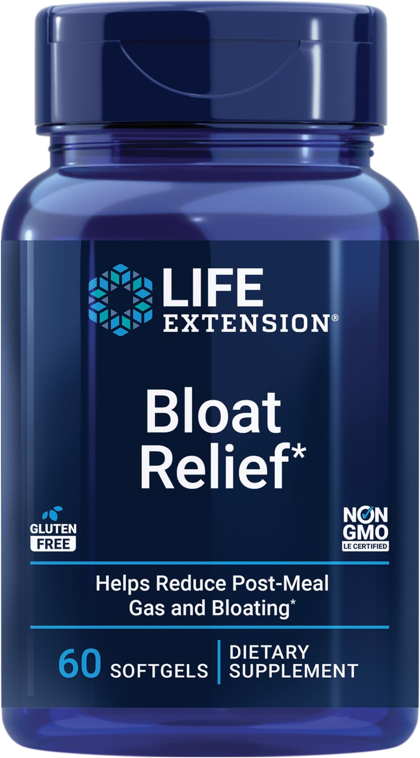 Life Extension Bloat Relief, Artichoke, Ginger, Fennel and Turmeric for Digestive Health, Supports Bloating Relief and Promotes Digestive Comfort, Gluten Free, Non-GMO, 60 softgels