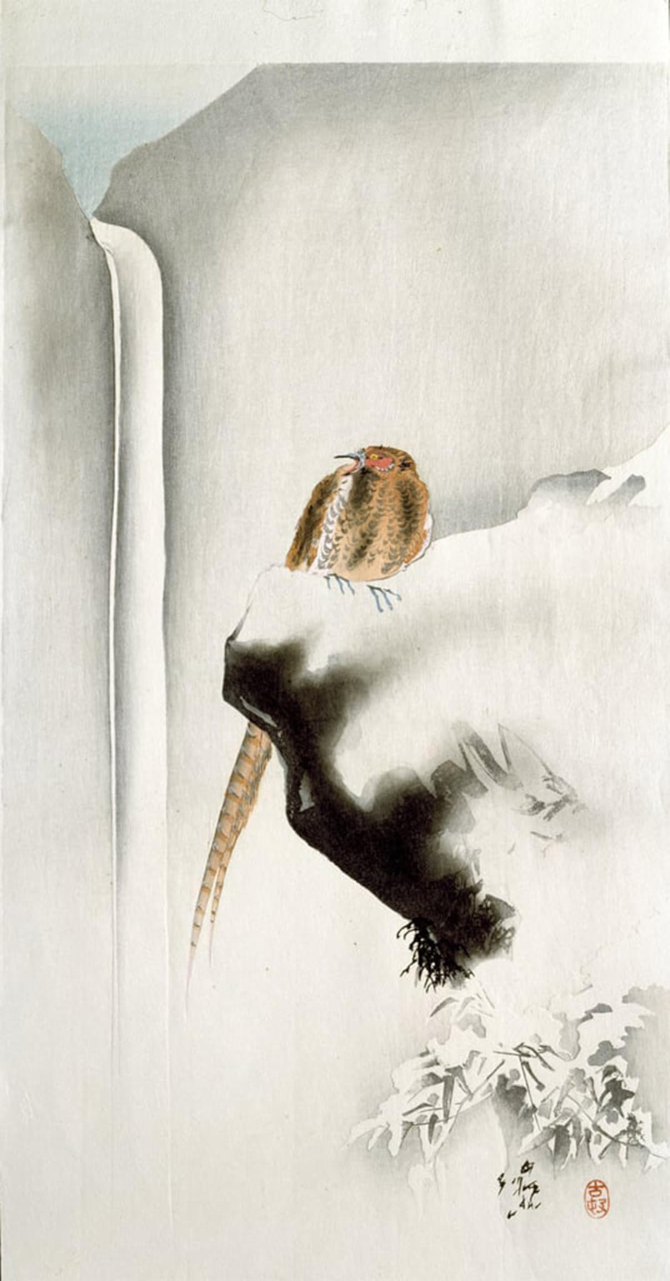 POSTERIIk Vintage Classic Picture Landscape Artwork Snow At Yanagibashi by Ohara Koson Portrait Canvas Painting for Office Home Decor 60x90cm