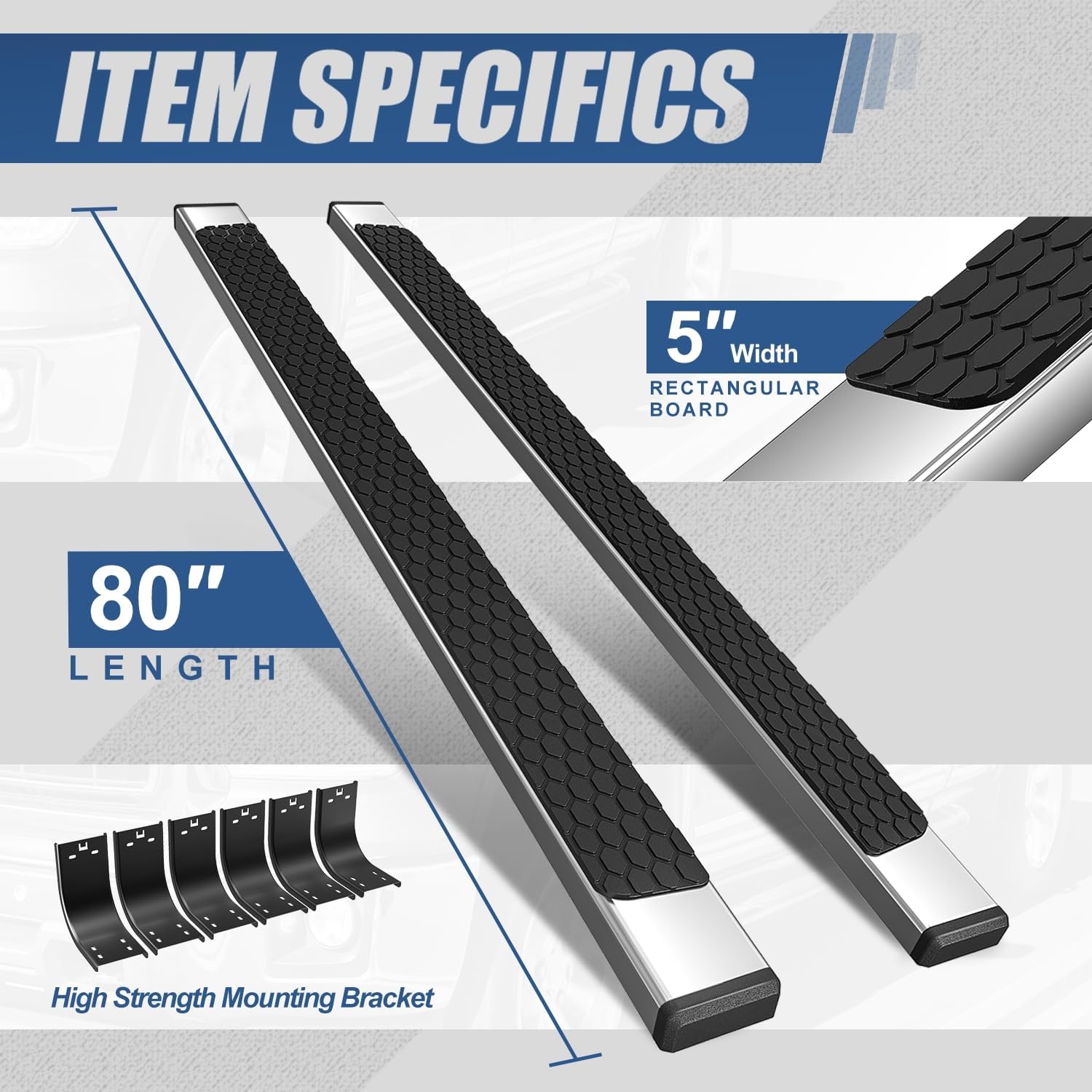 Auto Dynasty Running Boards Compatible with 2009-2022 Dodge Ram 1500 Quad/Extended Cab, Stainless Steel Side Step Rail Nerf Bar, 5 Inches Step Bars, Polished Chrome