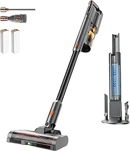 Uwant V500 Cordless Vacuum Cleaner with Auto-Empty & HEPA Filtration, 7-Layer Filter, Anti-Tangle Brush, for Pet Hair, Hard Floors & Carpet, Grey