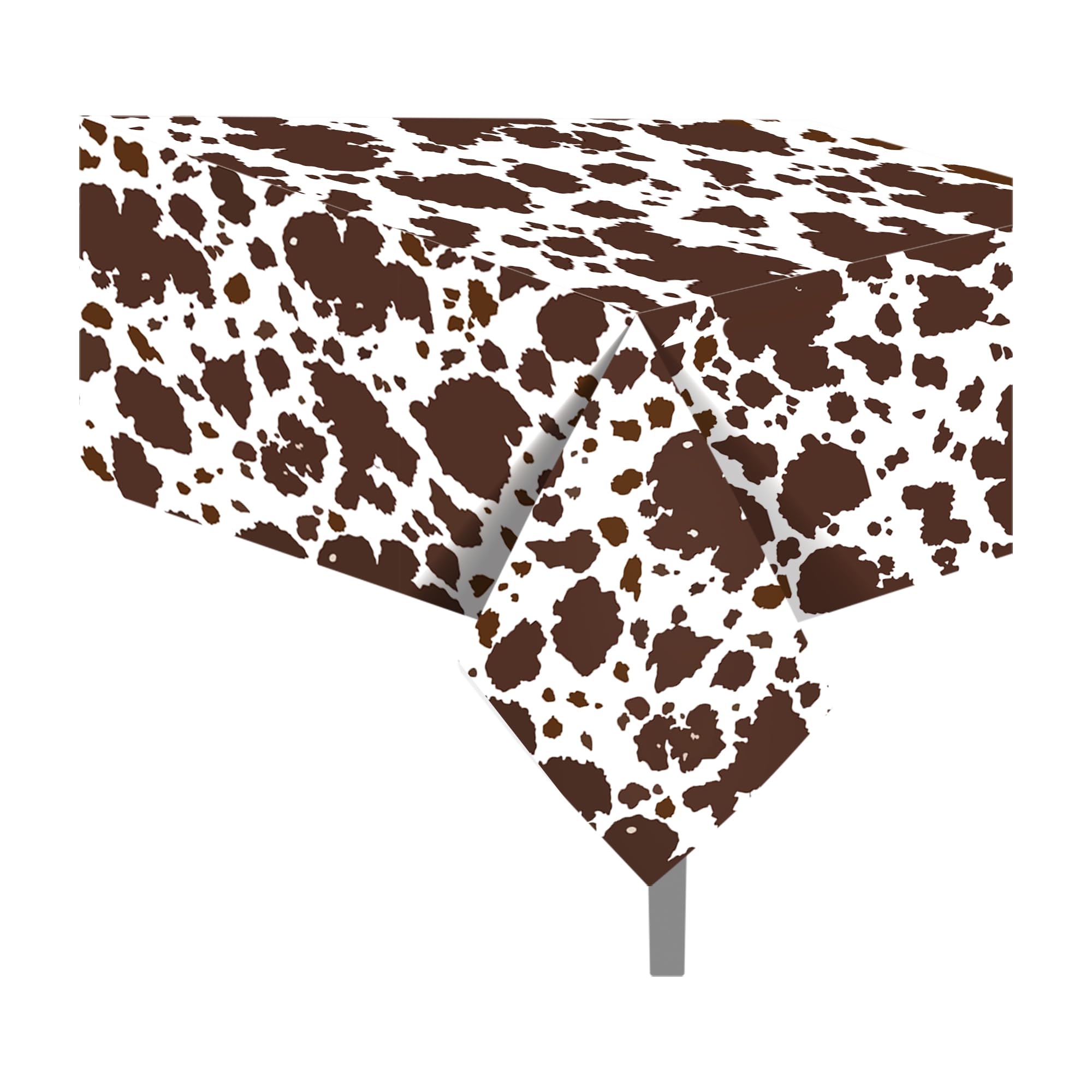 CC HOME 2Pc Cow Party Plastic Tablecloth 54 x 87 Inch Long Table Cover, Brown Cattle Party Tablecover for Farm Cow Theme Kids Baby Shower Birthday Dinner Picnic Kitchen Event