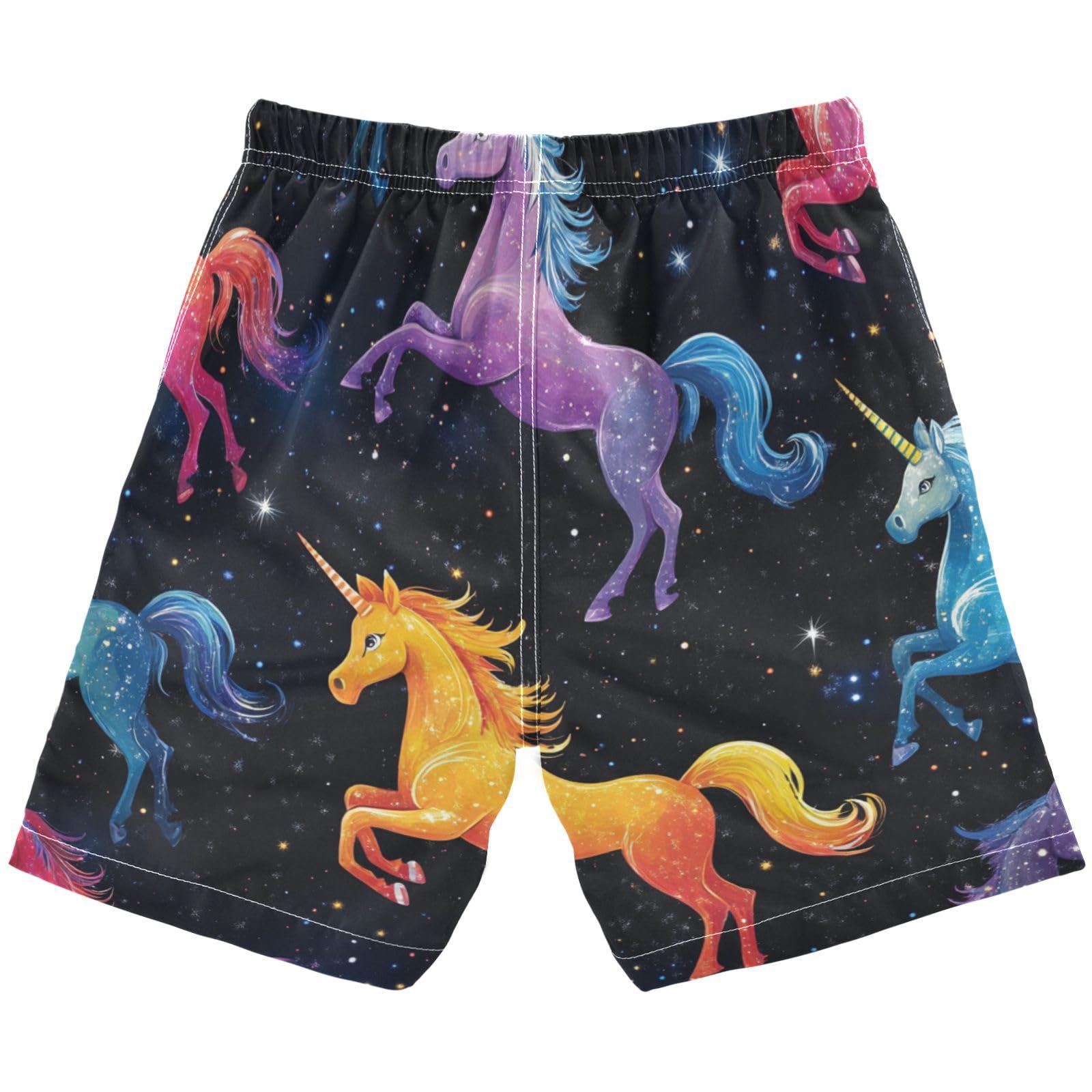 Jucciaco Boys Beach Board Shorts Unicorn Horse Galaxy Swim Trunk Teen Swimwear