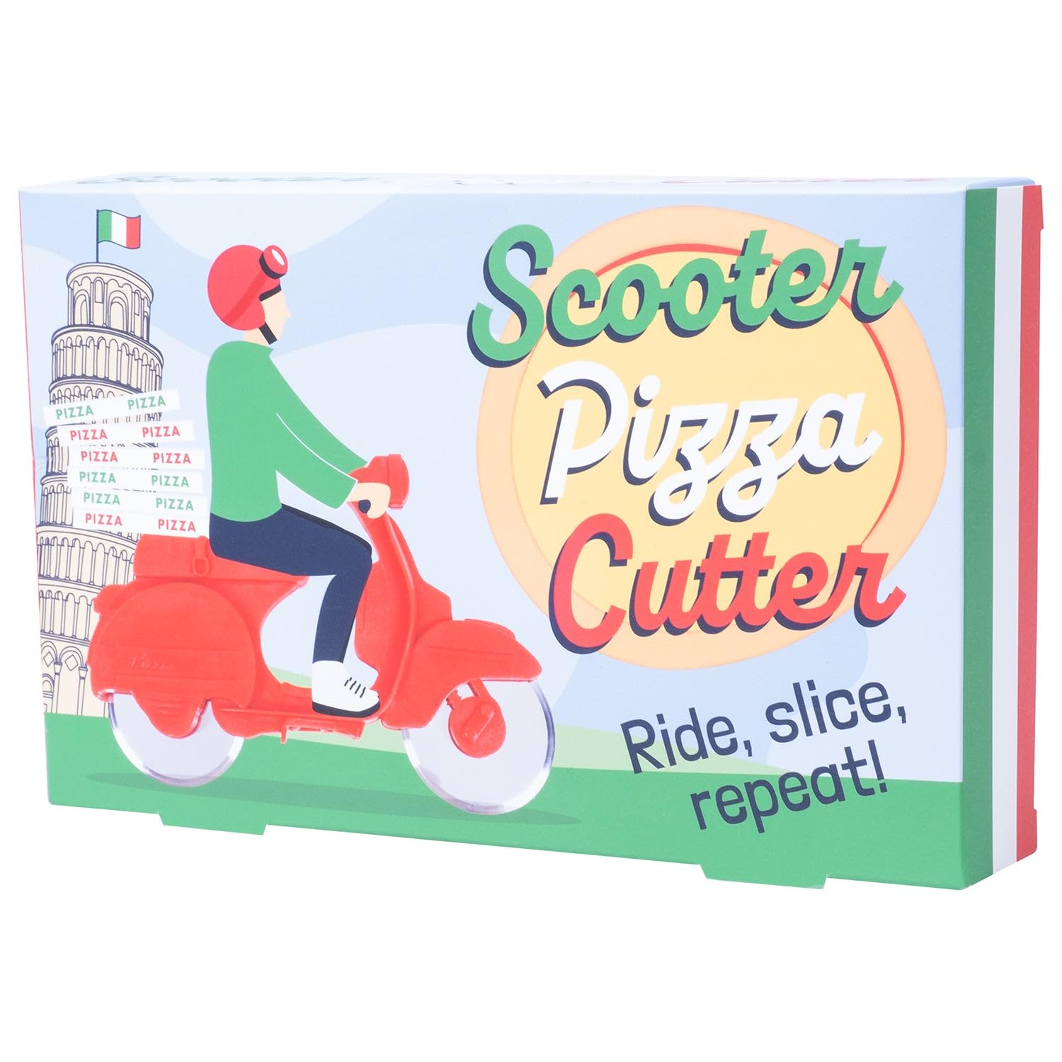 Fizz Creations Scooter Pizza Cutter. Kitchen Novelty Pizza Slicer Includes 2 Roller Cutters in Classic Scooter Shape.