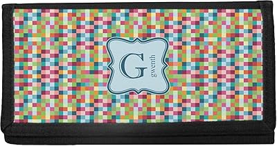 Retro Pixel Squares Canvas Checkbook Cover (Personalized)