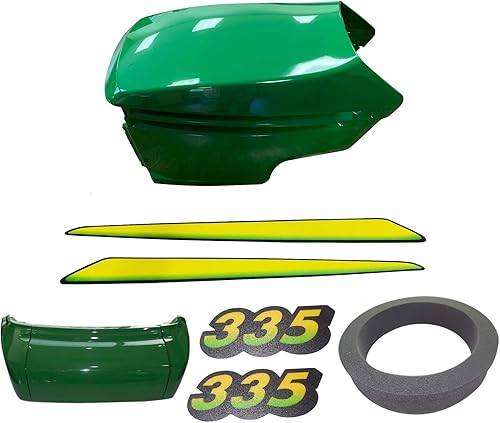 Nuevo capó superior e inferior/parachoques/aislador de espuma/pegatinas LH&RH se adapta a John Deere 335