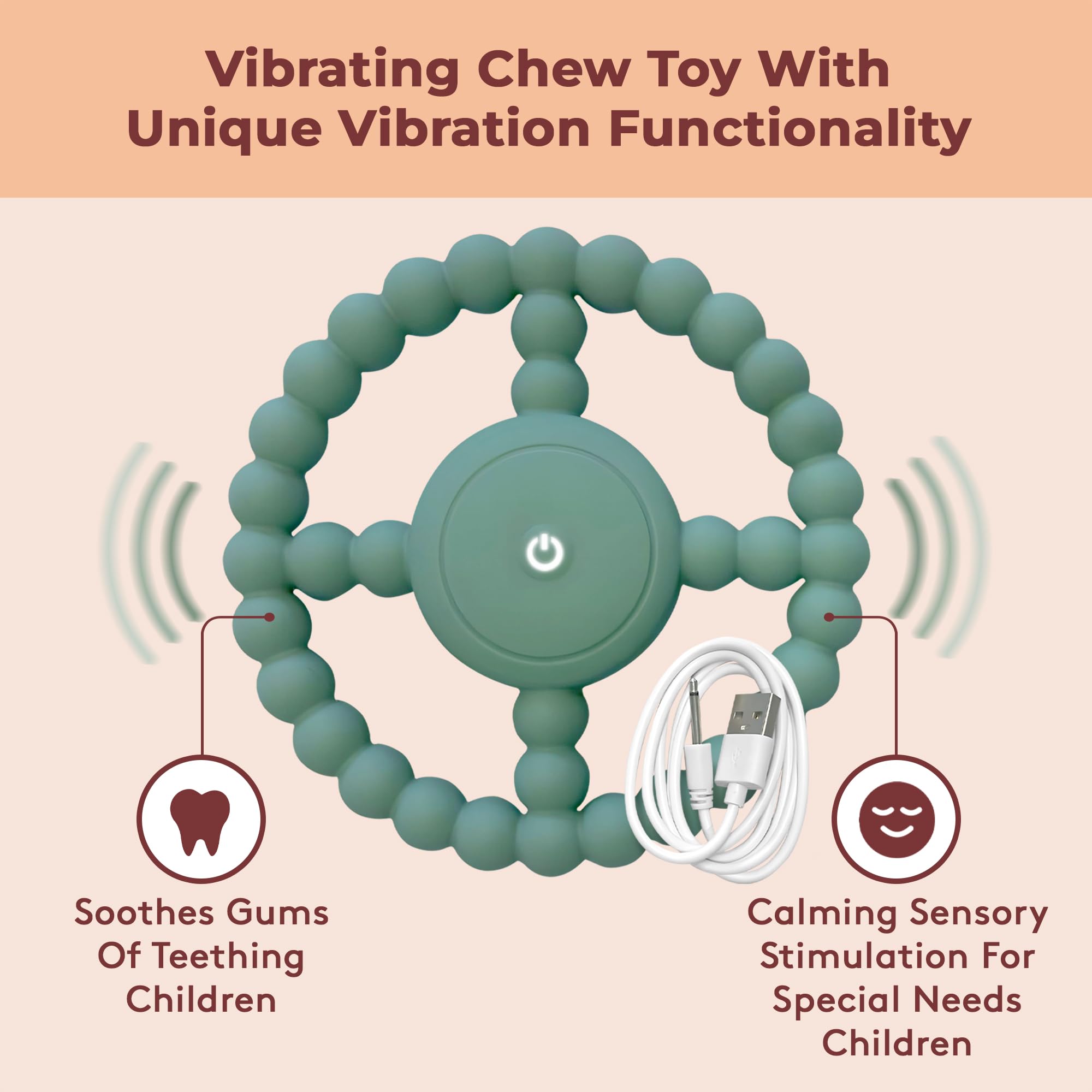 Vibrating Sensory Chew Toy, Dual Use: Chew Toys for Autistic Children & Baby Teething Toy - Image 2
