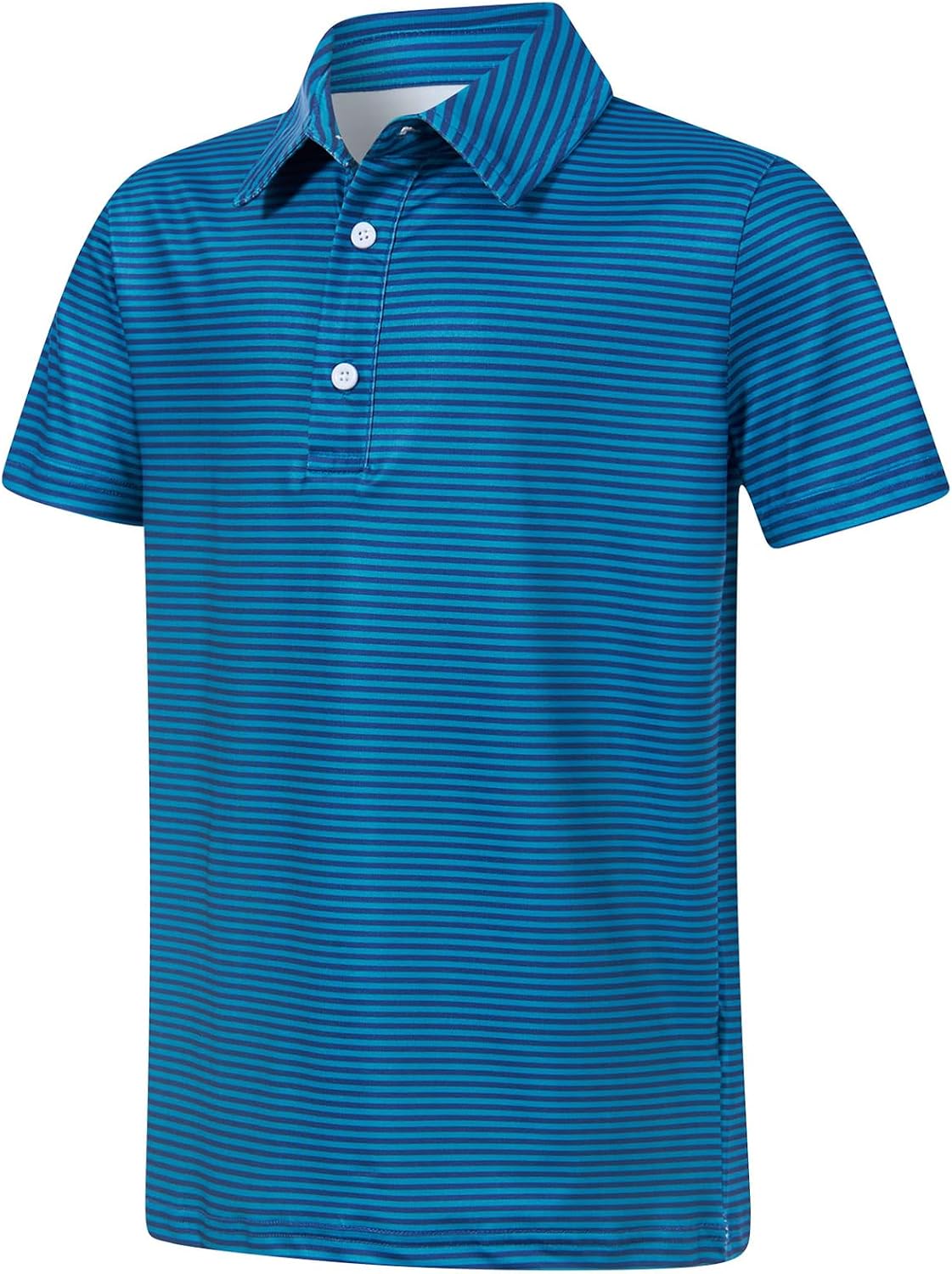 Cuddomper Boy Polo Stripe Shirt Size 9-10 Teal Green Short Sleeve Golf Top