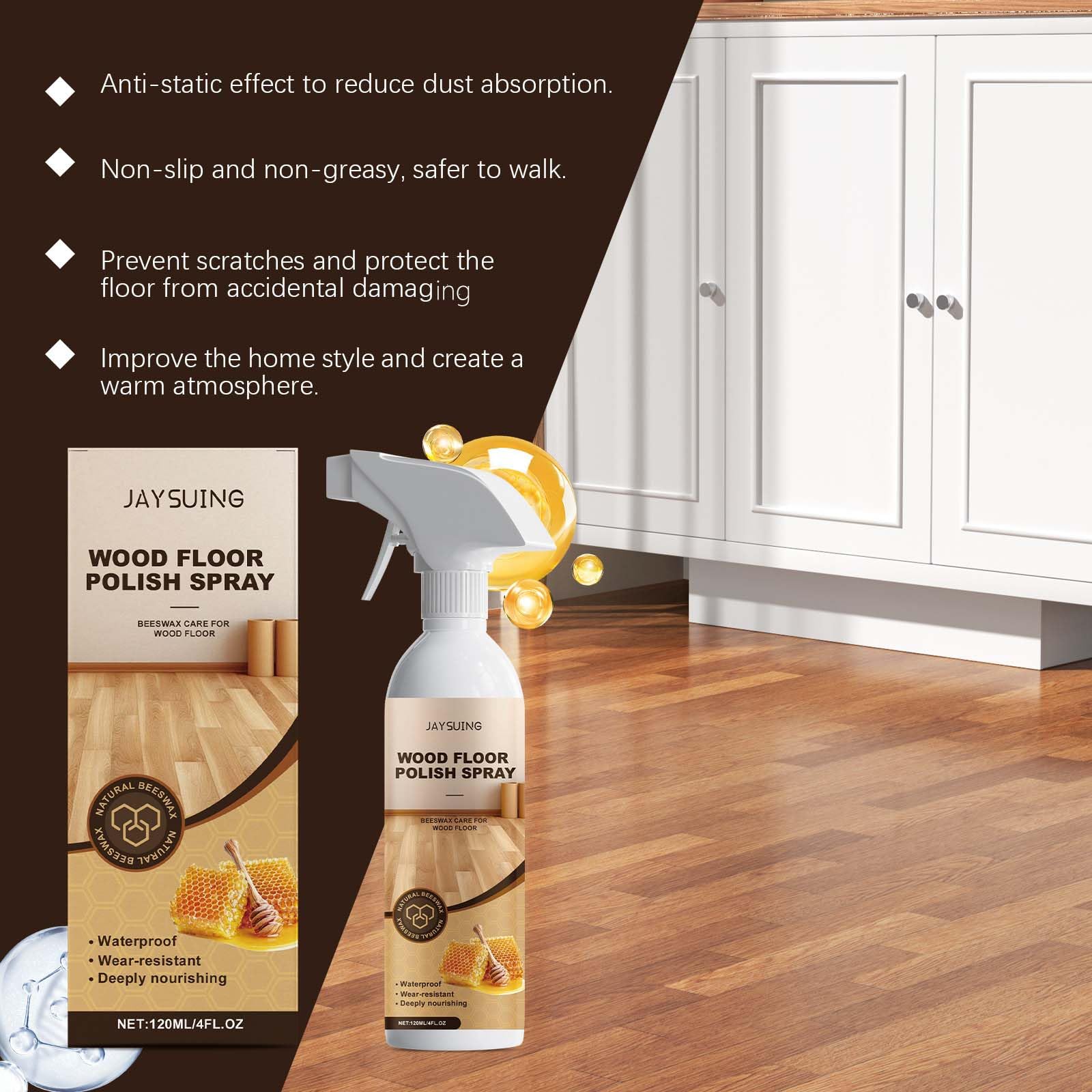 Scratch Repair Holzboden-Polierspray, Hartholzboden-Pflegelack-Spray, Holzboden-Restaurator-Polierspray, Fast Shine Holzb/oden-Polie/rspray, Bienenwachs-Holzbo/den-Poliers/pray (5pcs)