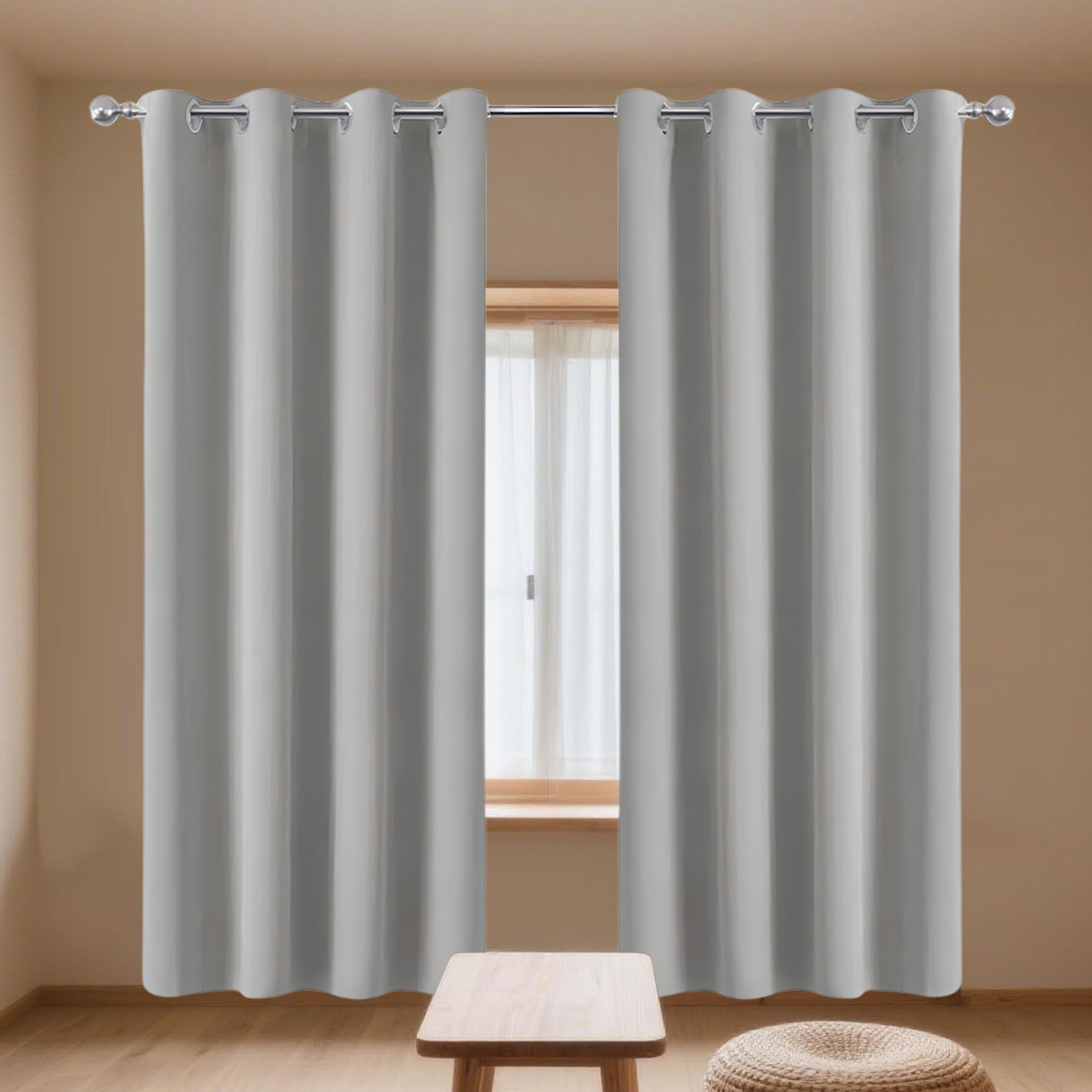 Rideaux isolants thermiques anti froid gris clair 186 x 195 cm pour stopper la lumière