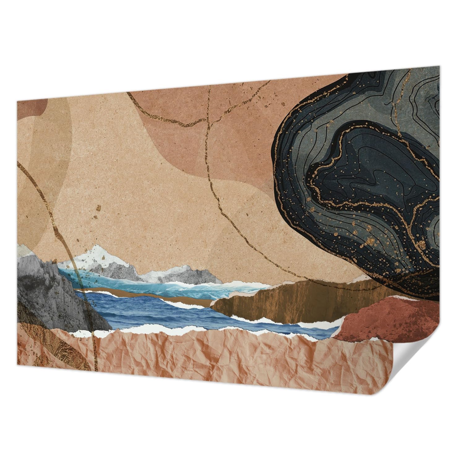 Papier peint adhésif décoration intérieure paysage abstrait moderne 104x70 cm