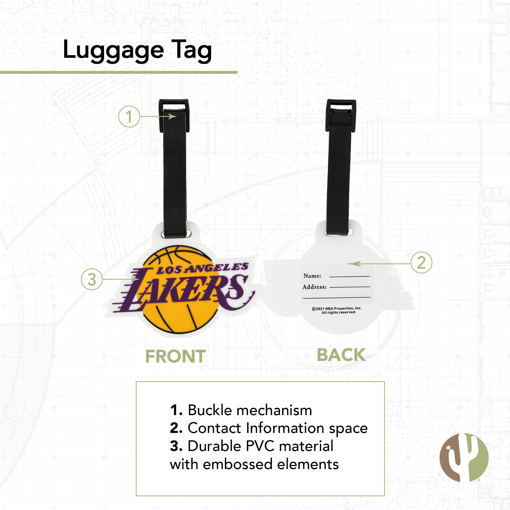 Desert Cactus Los Angeles Luggage Tag LA Lakers Team NBA National Basketball Association Bag (PVC Luggage Tag)