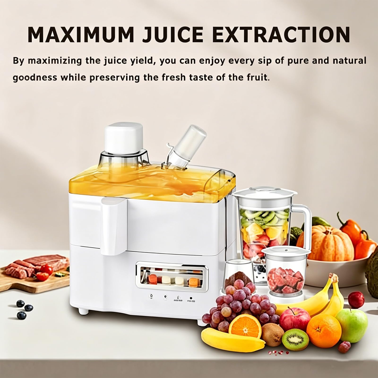 Presse-agrumes Et Mixeur 4 En 1, Extracteur De Jus D'agrumes électrique De 1,8 L, Facile à Nettoyer, Haut Rendement, Mixeur Multifonction Pour Fruits Et Légumes