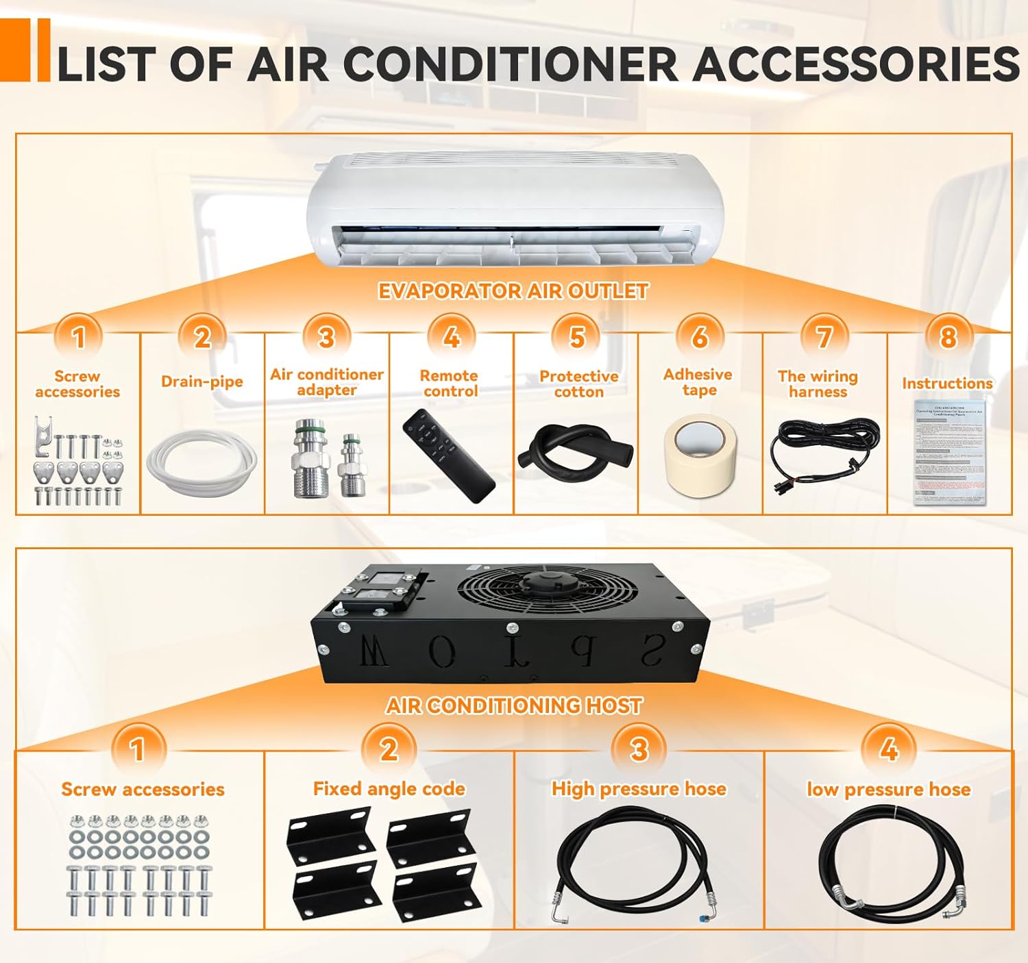 Universal 24V Air Conditioner Hidden Underbody RV Air Conditioner/DC silent air conditioner, suitable for trailers, campers, trucks, vans, RVs, construction vehicles, vans, etc (Model: 680, 24V)