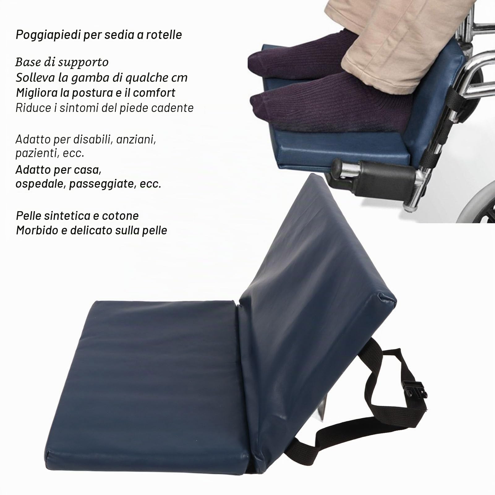 Prolunga poggiapiedi per sedia a rotelle, Proteggi poggiapiedi per sedia a rotelle Cuscino elevabile Protezione per cuscino per gambe per sedia a rotelle con cinghia a sgancio rapido per Disabili