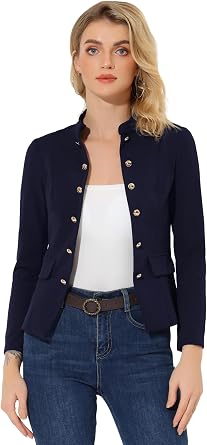 Allegra K Women Casual Open Front Long Sleeves Suit Blazer