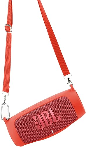 Miniatura 35 de co2CREA Funda de silicona para altavoz Bluetooth portátil impermeable JBL Charge 5, funda suave de viaje portátil con correa para el hombro, funda