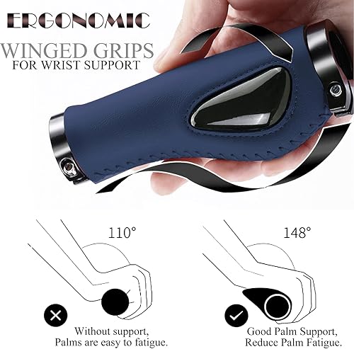 Miniatura 5 de Empuñaduras de manillar de bicicleta, diseño ergonómico opcional, doble bloqueo de aluminio, empuñaduras de bicicleta de montaña, MTB BMX Downhill