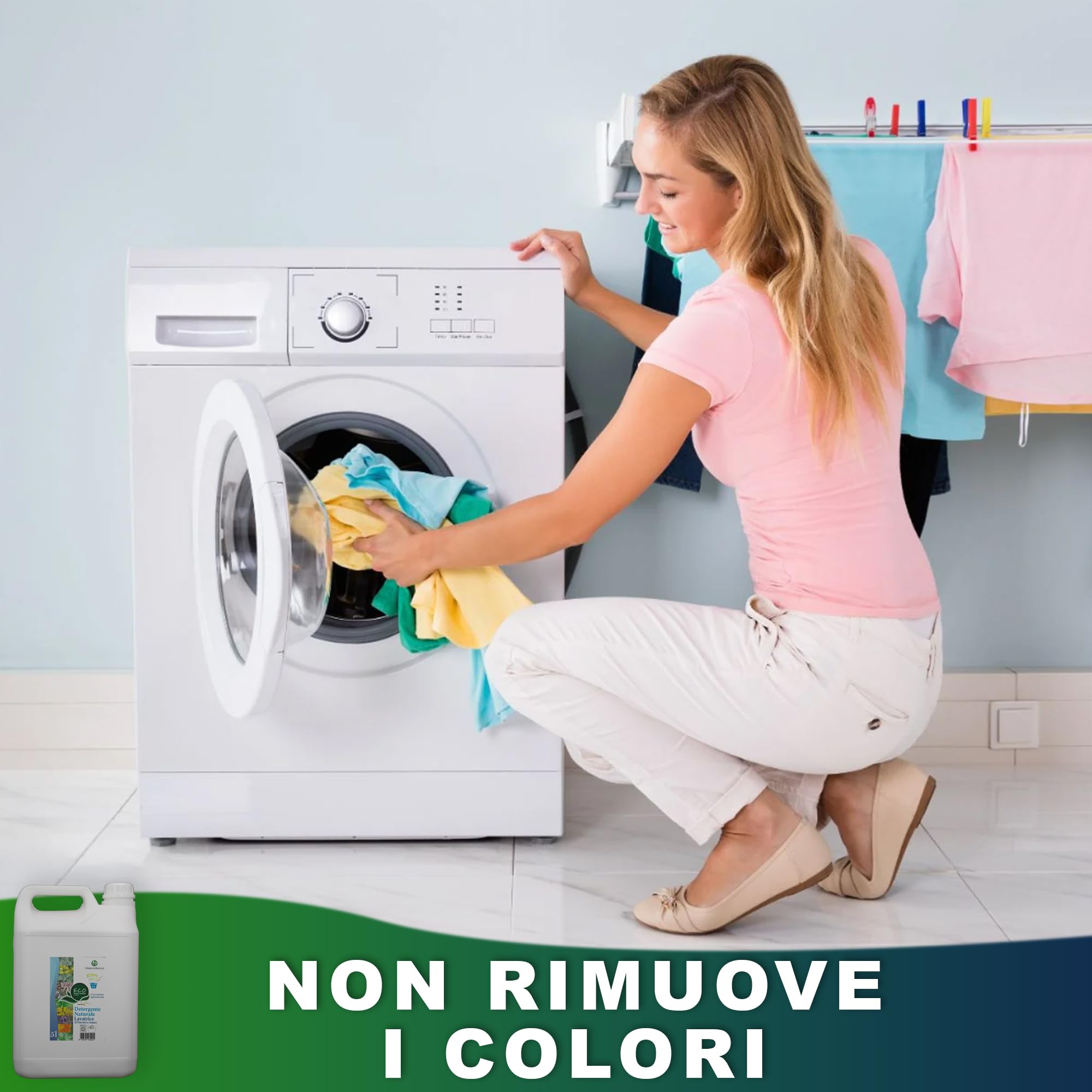 Detergente líquido biológico concentrado para lavadora - Fuerte poder de limpieza con pH neutro - 5 l