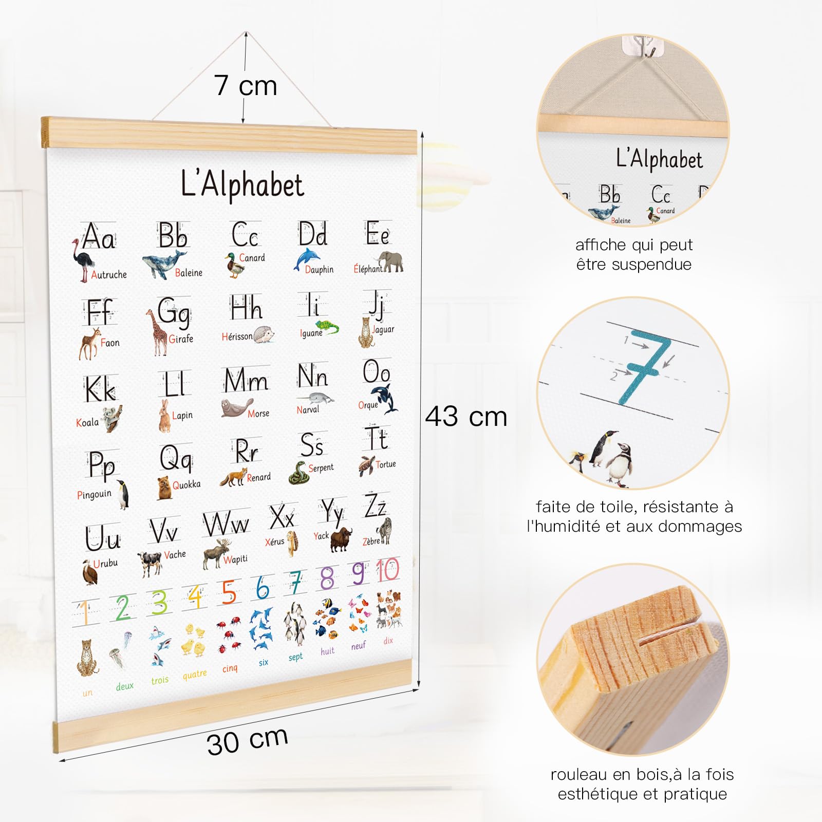 Affiche Alphabet, Affiche ABC Pour Enfants, Apprentissage De L'alphabet, Apprentissage Des Lettres, Grand Poster ABC DIN A2 (60 X 42 Cm), Affiche Sans Cadre, Pour L'apprentissage En Chambre D'enfant