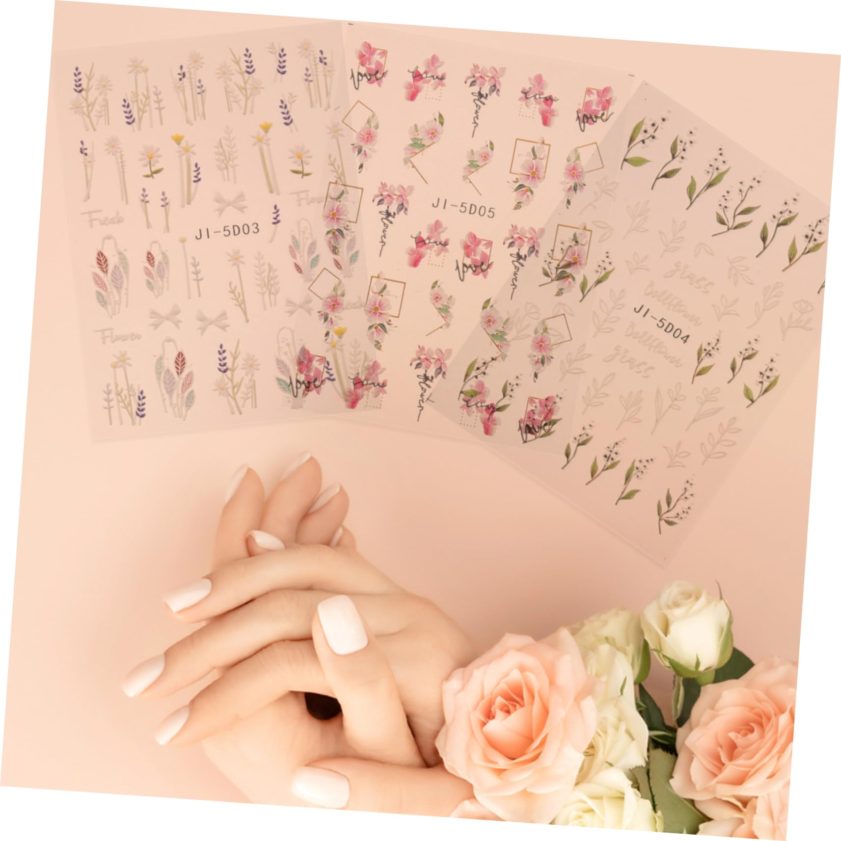 Healvian 15fogli Fiori Adesivi Per Unghie Stickers Rilievo Per Nail Art Autoadesivi Eleganti Per Manicure Perfetti Per Occasioni Formali e Casuali