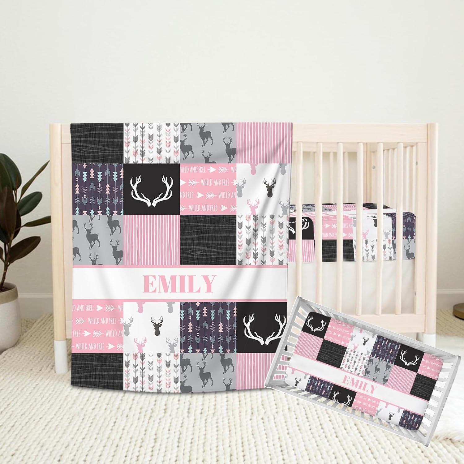Personalized Crib Bedding Set for Baby Girls, Custom Baby
