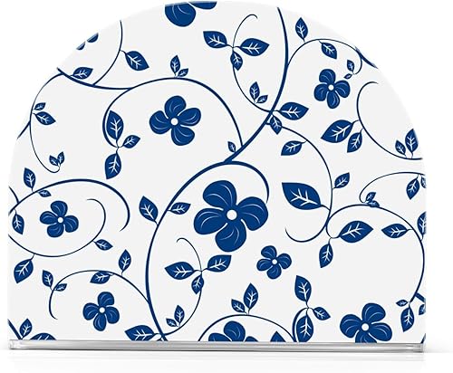 susiyo Servilleteros florales de porcelana azul – Dispensador de servilletas de papel independiente de acrílico para cocina, mesa de comedor, bar,
