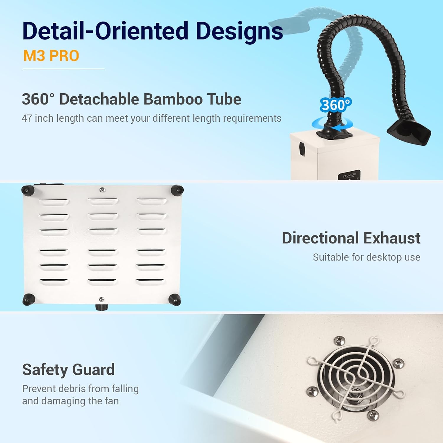 M3PRO Solder Fume Extractor - 120W Strong Suction 240m³/h, 3-Stage Filtration System, Low-Noise with 12 Filters for Welding Desktop Soldering 10W Laser Engraving and Smoke Absorption